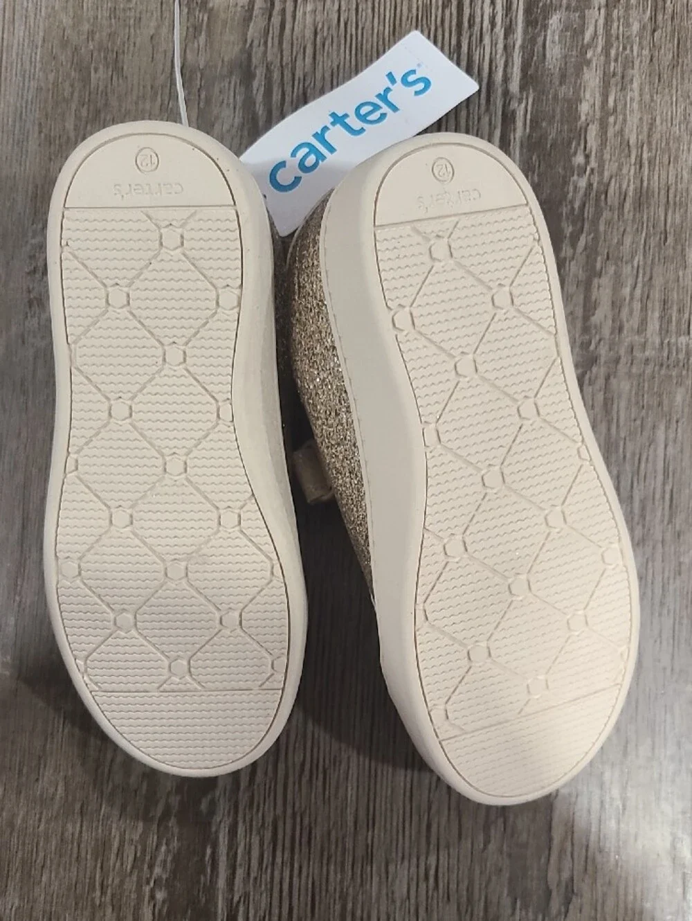 Carter's Girls Glitter Lace-Up Sneaker in Gold and Cream Size 12